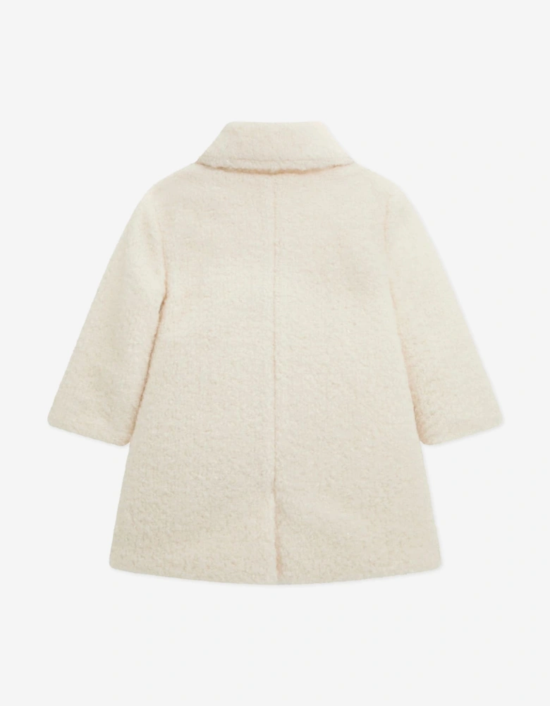 Girls Sherpa Padded Coat in Ivory