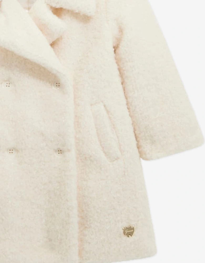 Girls Sherpa Padded Coat in Ivory