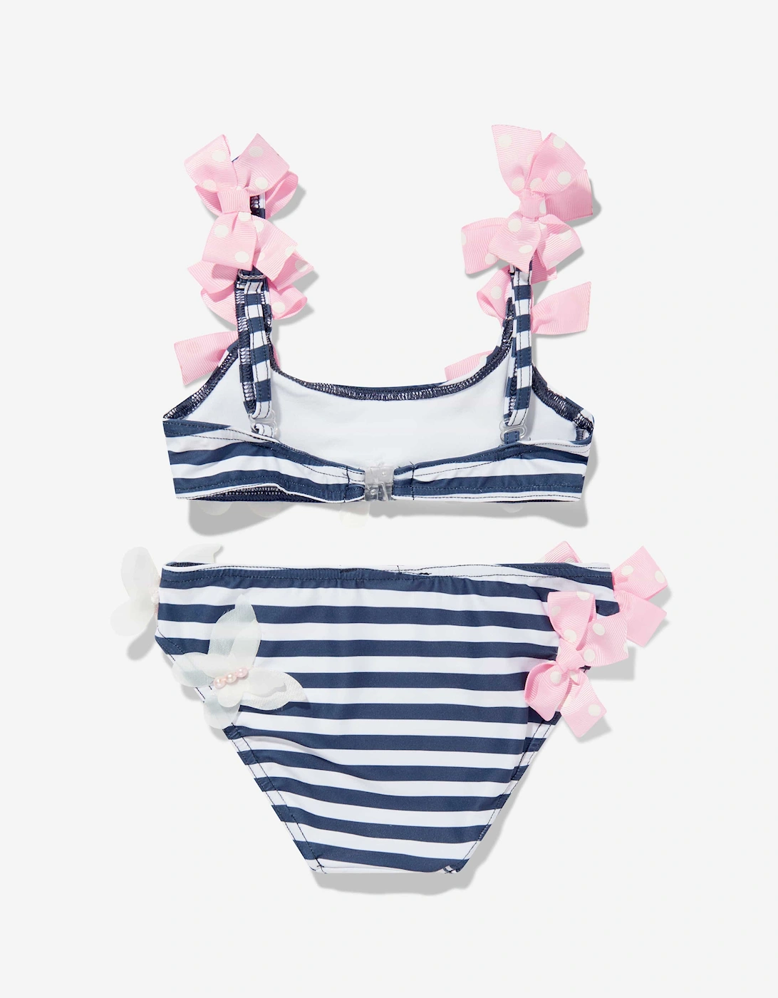 Girls Striped Butterfly and Bow Bikini in Navy