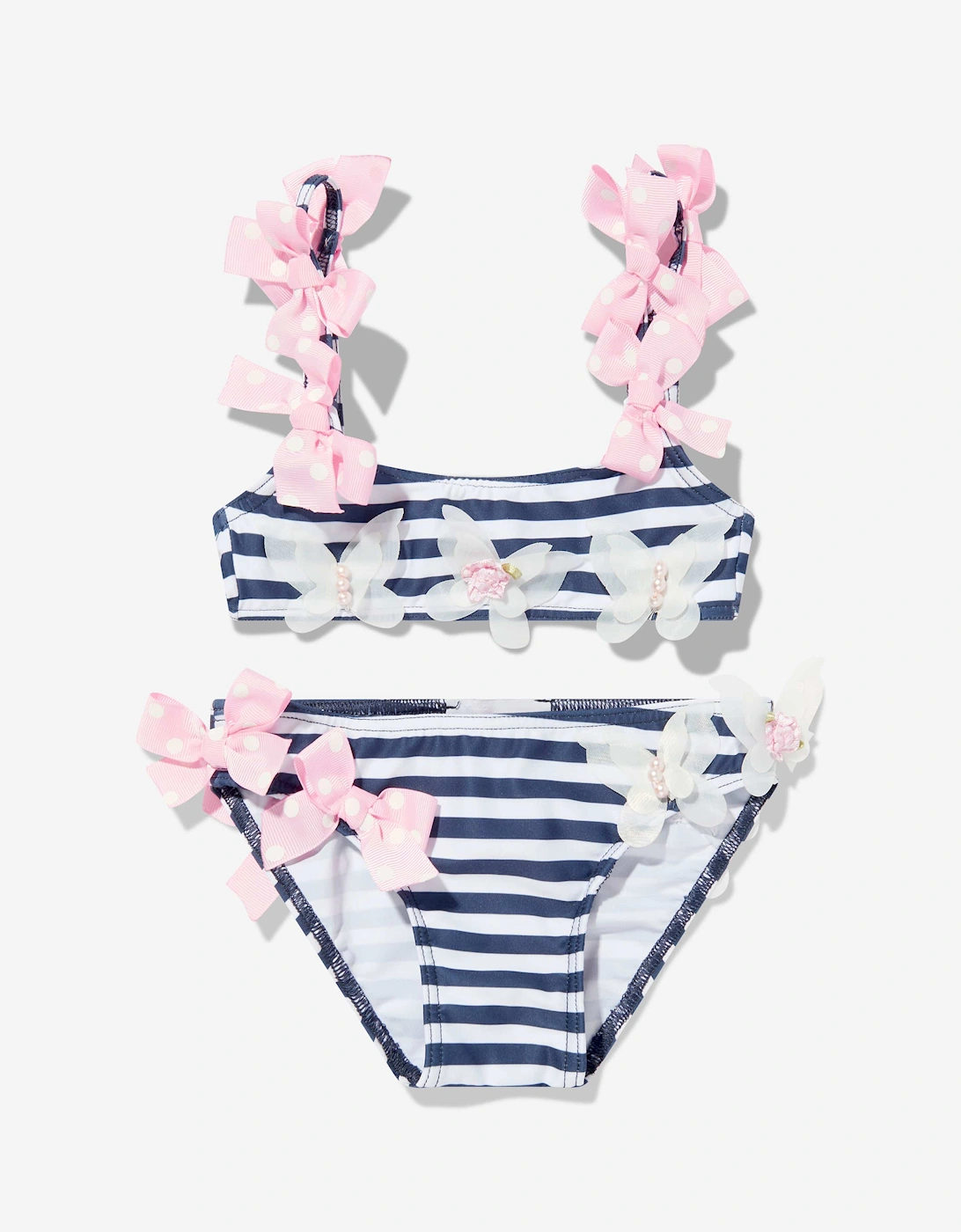 Girls Striped Butterfly and Bow Bikini in Navy, 5 of 4