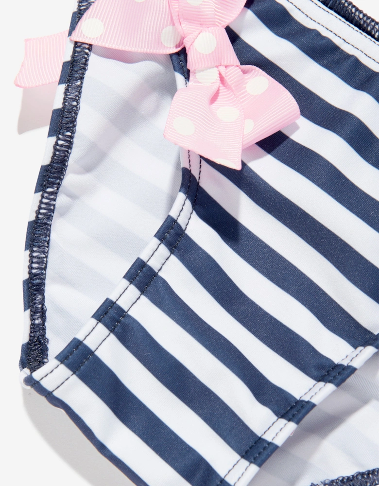 Girls Striped Butterfly and Bow Bikini in Navy