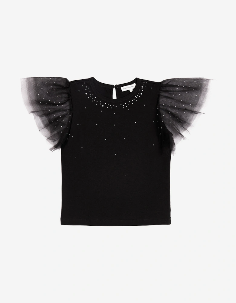 BCBGMAXAZRIA Girls Flare Sleeve T-Shirt in Black