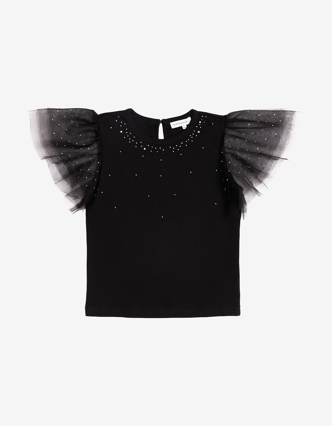 BCBGMAXAZRIA Girls Flare Sleeve T-Shirt in Black, 5 of 4