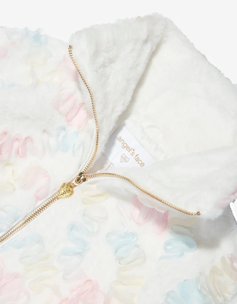 Angels Face Girls Oscars Pastel Fur Jacket in White