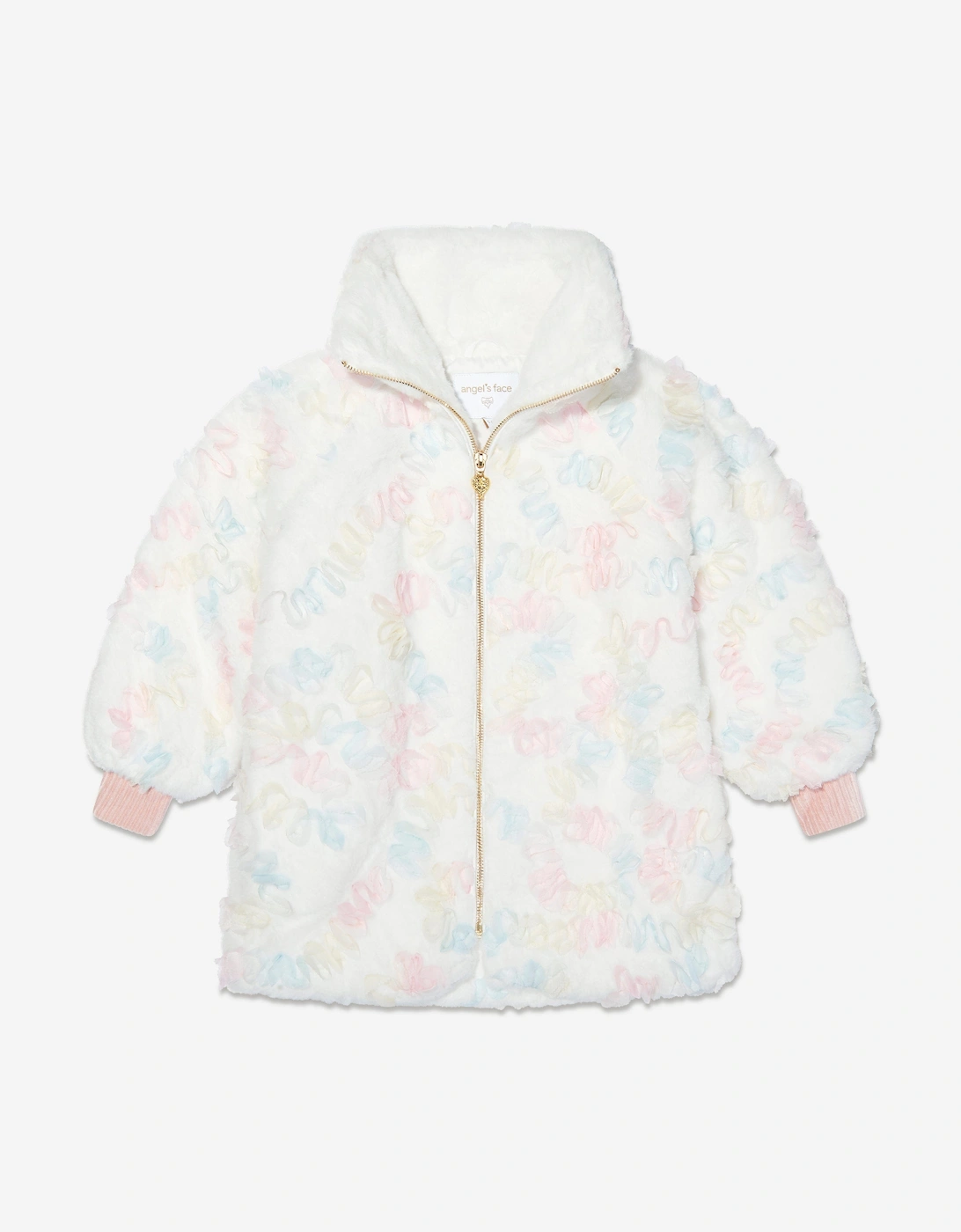 Angels Face Girls Oscars Pastel Fur Jacket in White