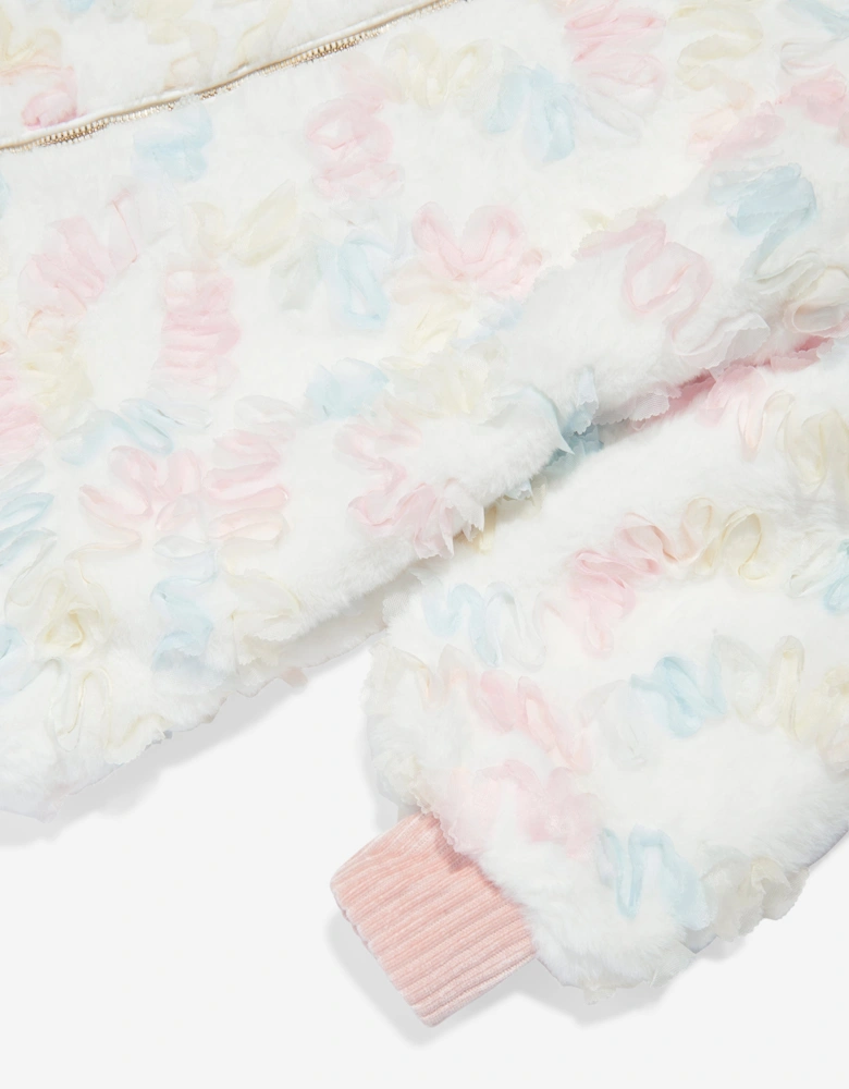 Angels Face Girls Oscars Pastel Fur Jacket in White