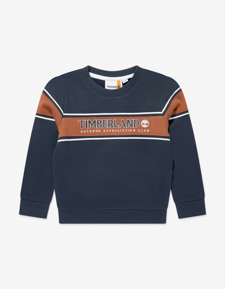 Boys Logo Print Sweatshirt in Navy