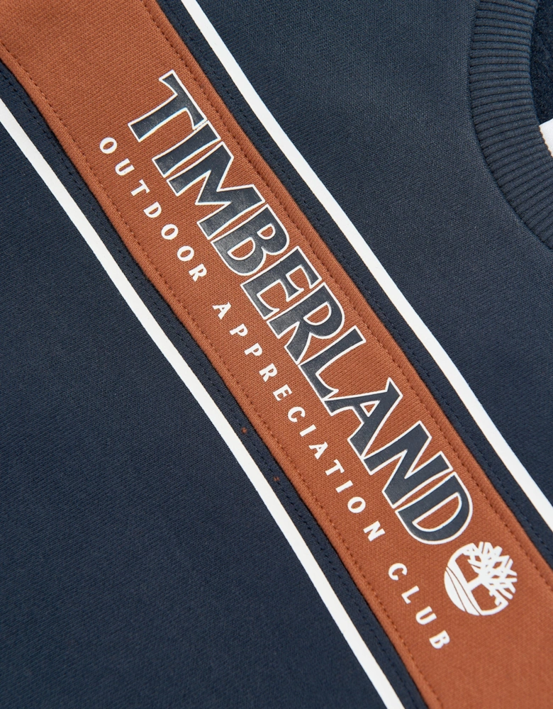 Boys Logo Print Sweatshirt in Navy