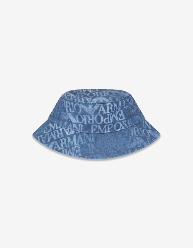 Kids Logo Bucket Hat in Blue