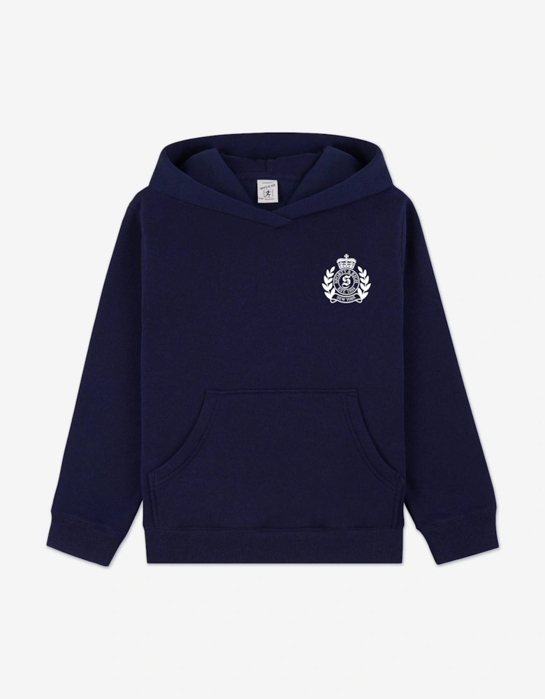 Kids H&W Crest Hoodie in Navy