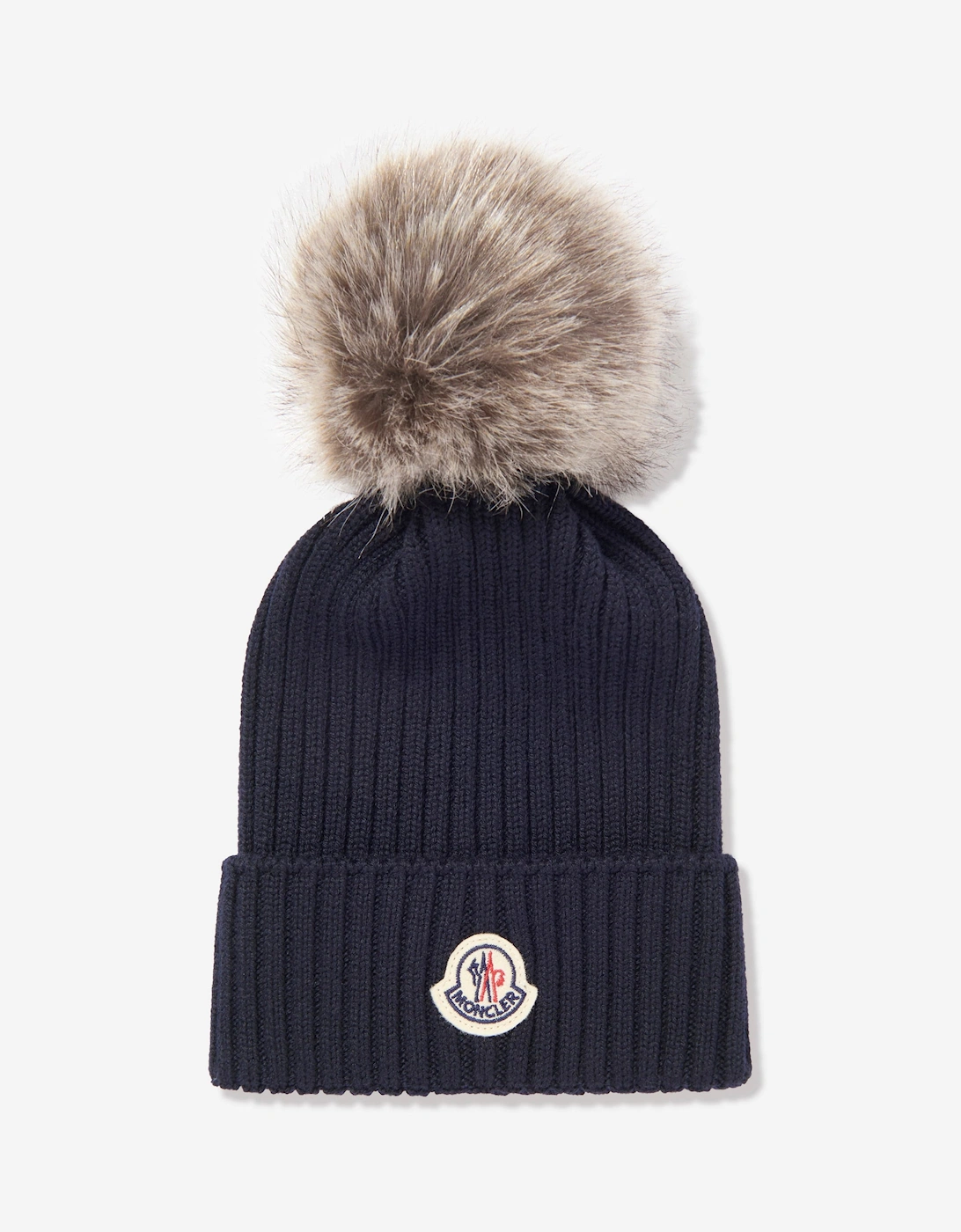 Girls Knitted Pom Pom Hat in Navy, 5 of 4