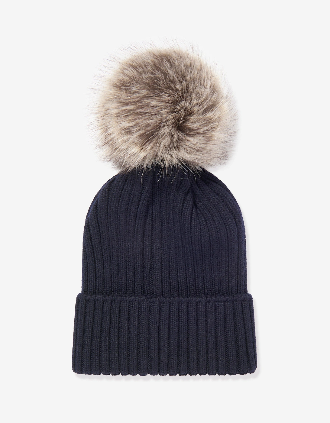 Girls Knitted Pom Pom Hat in Navy