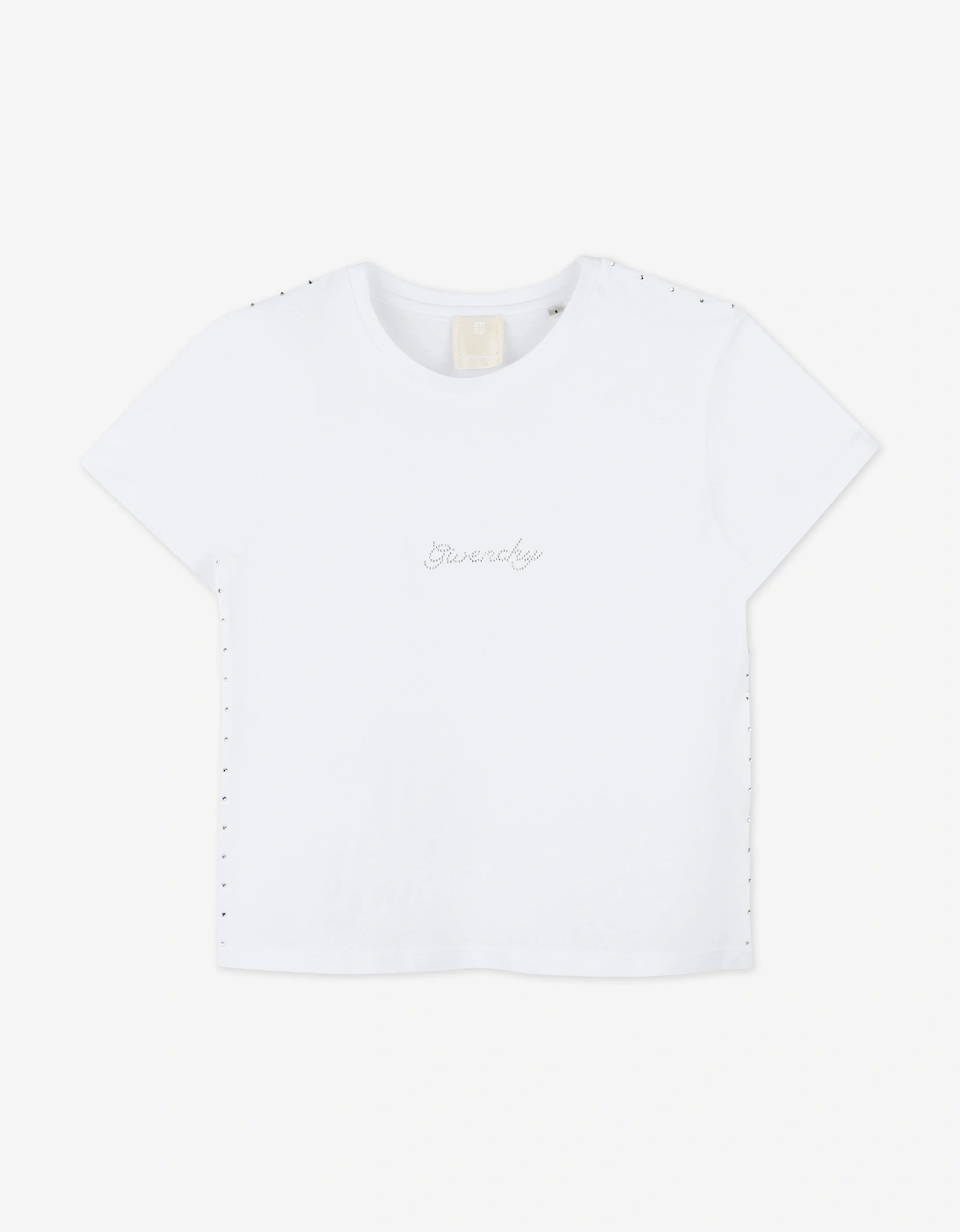 Girls Diamante Signature Logo T-Shirt in White, 5 of 4