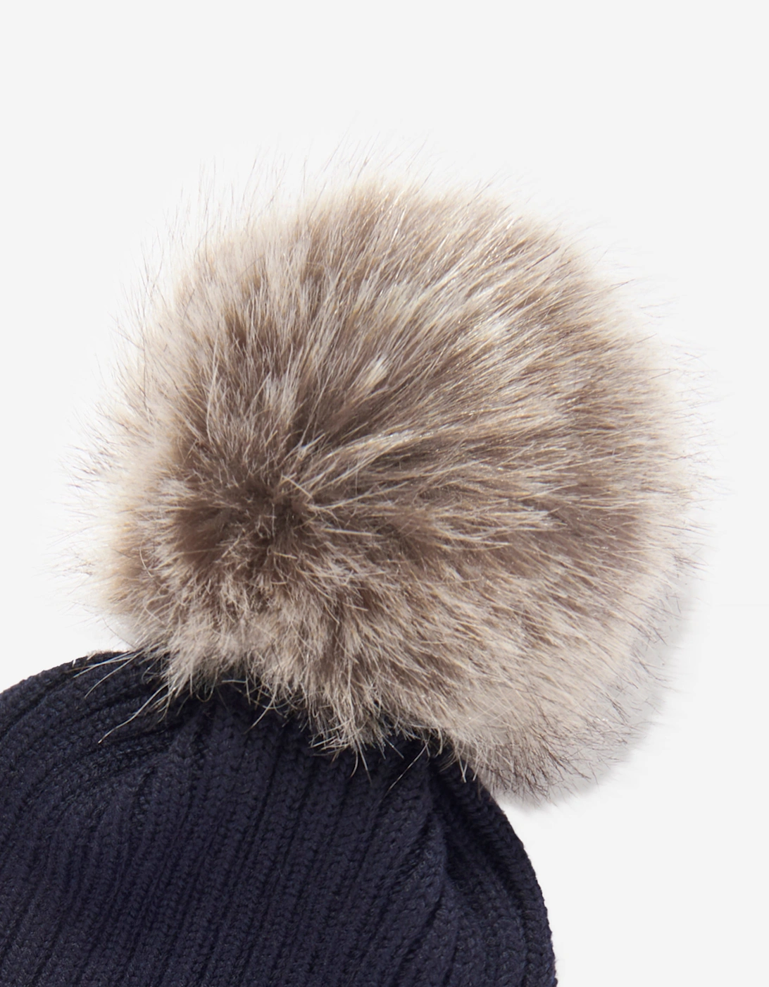Girls Knitted Pom Pom Hat in Navy