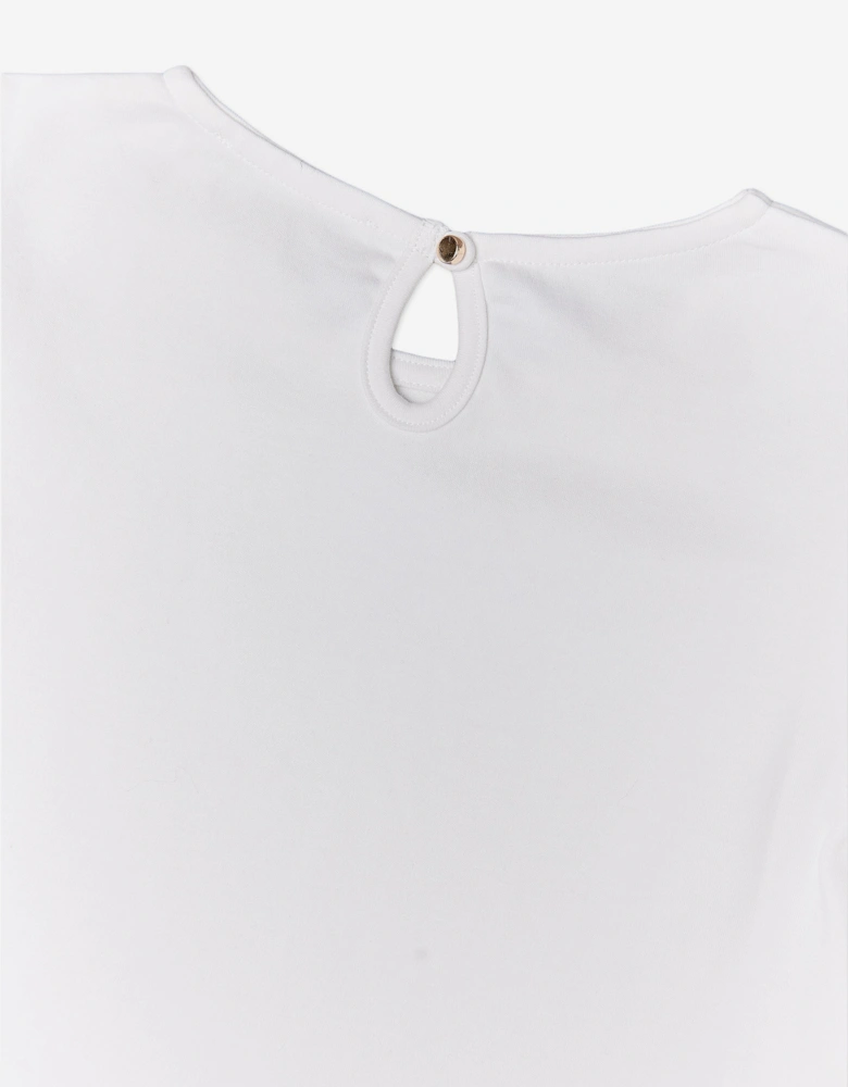 BCBGMAXAZRIA Girls Diamante Logo Puff Sleeve Top in White