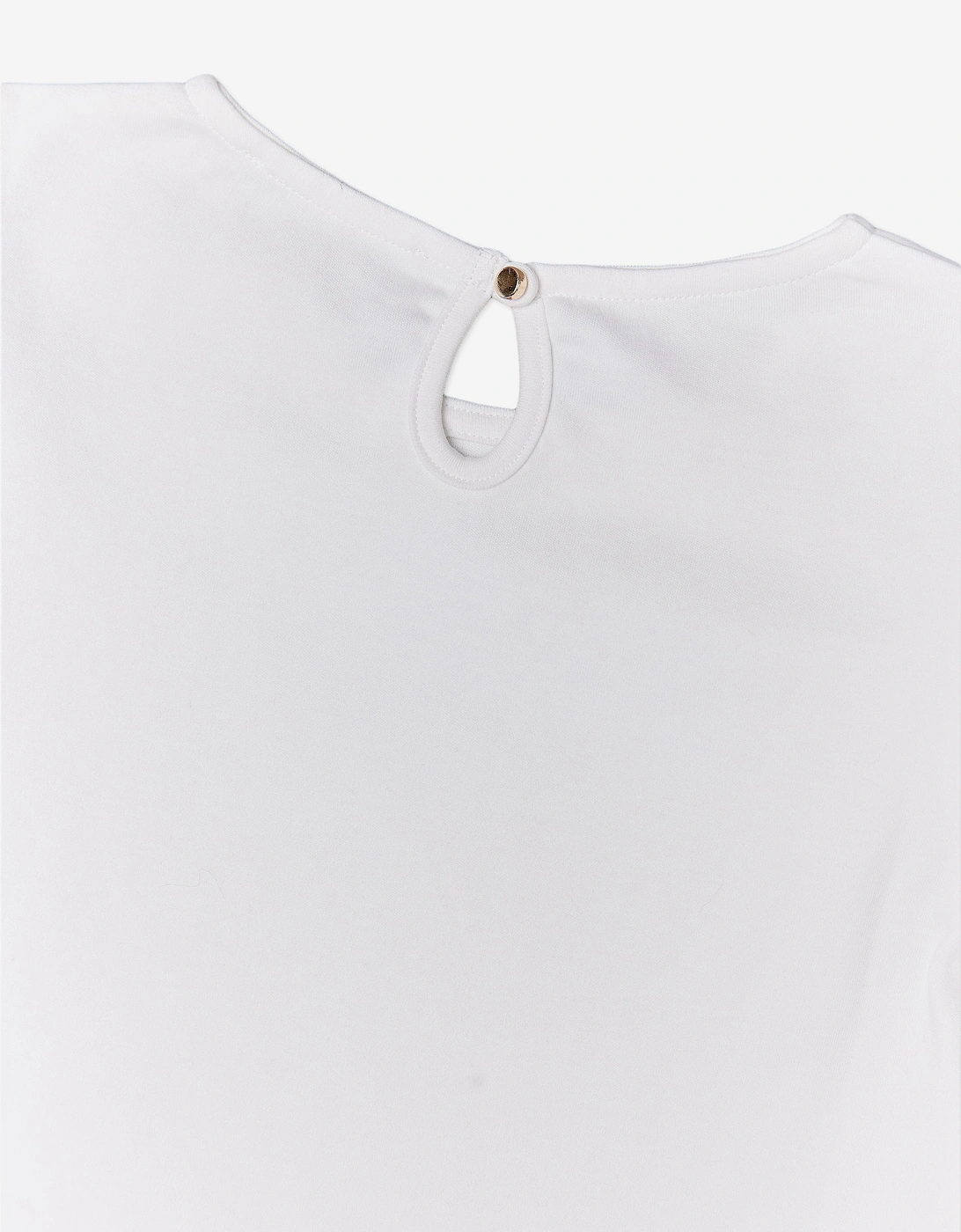 BCBGMAXAZRIA Girls Diamante Logo Puff Sleeve Top in White