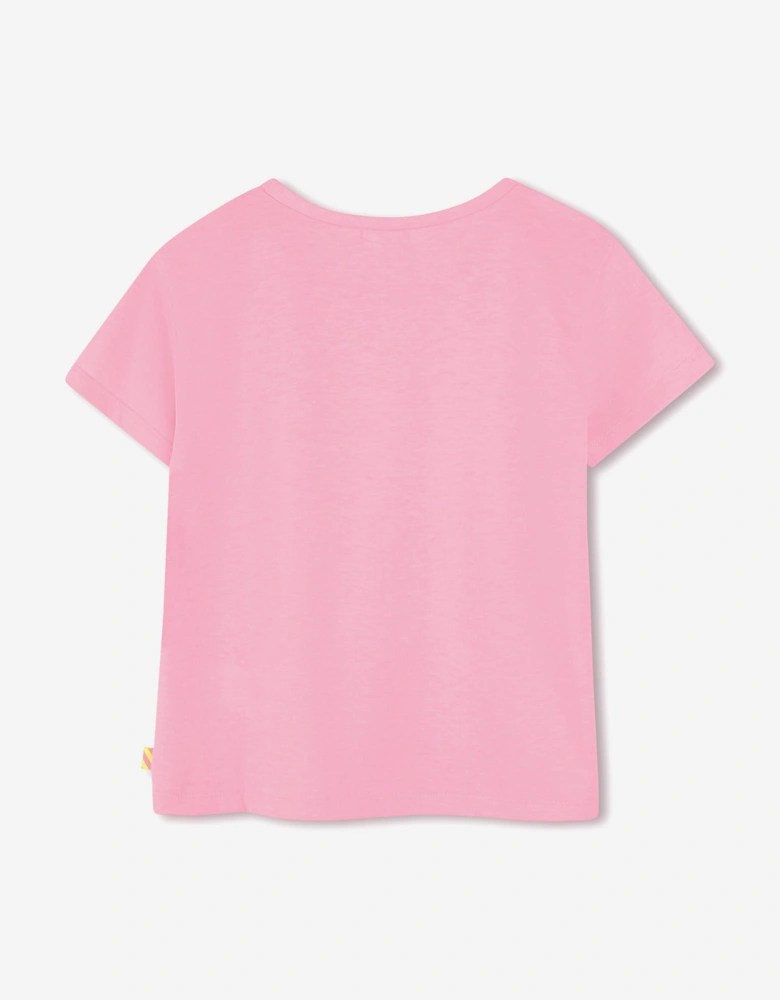 Billieblush Girls Sequin Moped T-Shirt in Pink