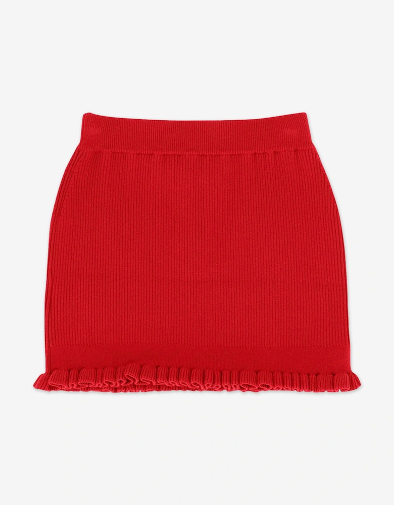 Angels Face Girls Troy Rib Knitted Skirt in Red