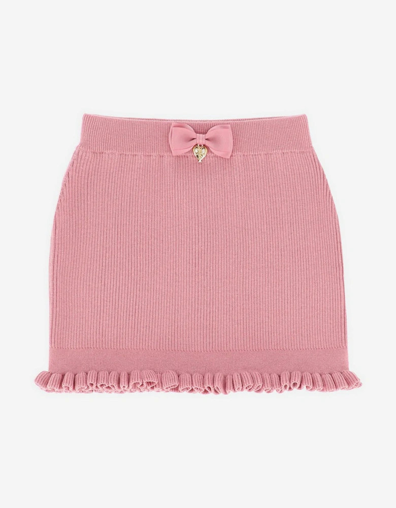 Angels Face Girls Troy Rib Knitted Skirt in Pink