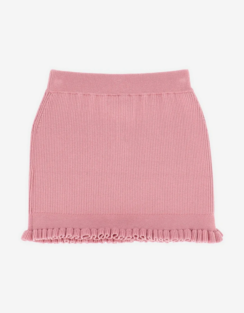 Angels Face Girls Troy Rib Knitted Skirt in Pink
