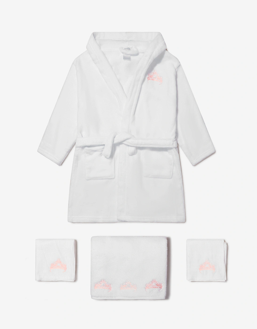 Baby Girls Organic Cotton Crown Muslin Bathrobe And Towel Set, 6 of 5