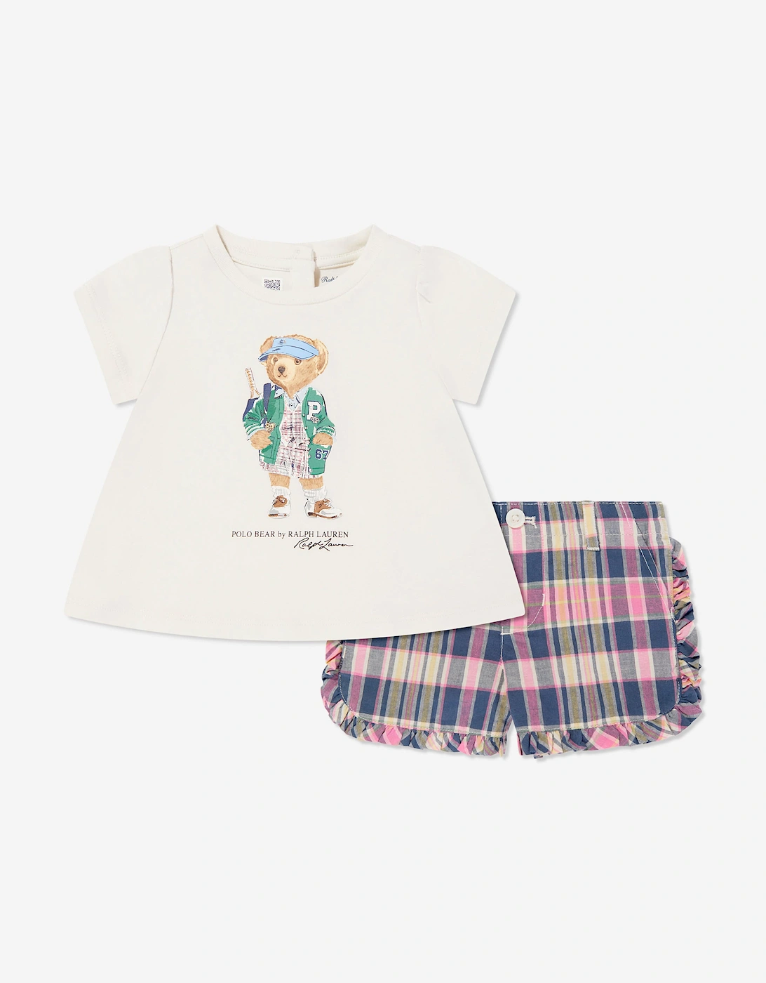 Baby Girls Polo Bear Short Set in Multicolour, 5 of 4