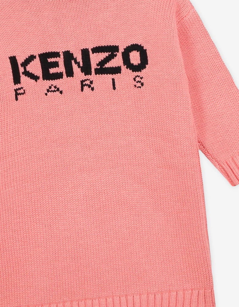 Baby Girls Boke Flower Knitted Dress in Pink