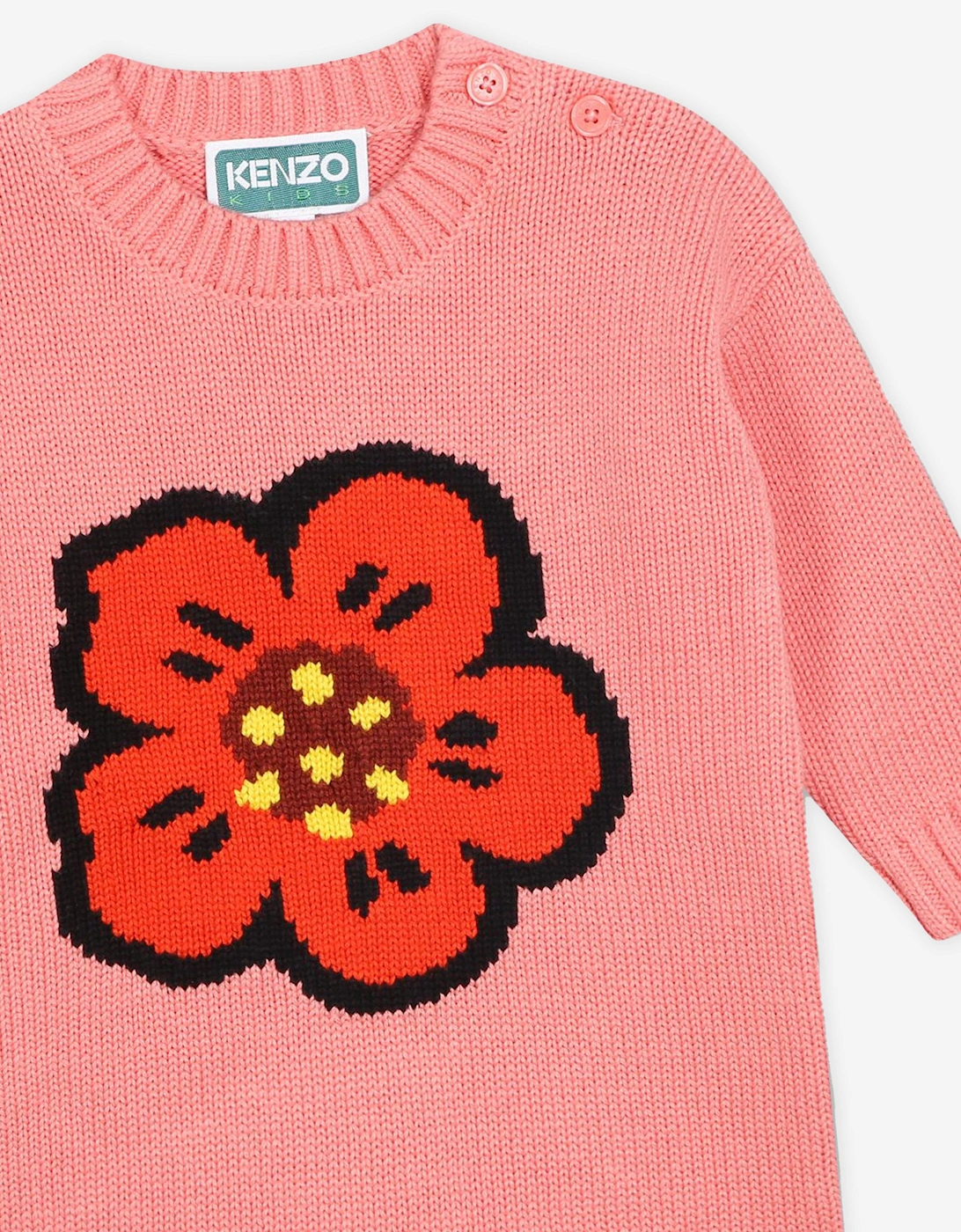 Baby Girls Boke Flower Knitted Dress in Pink