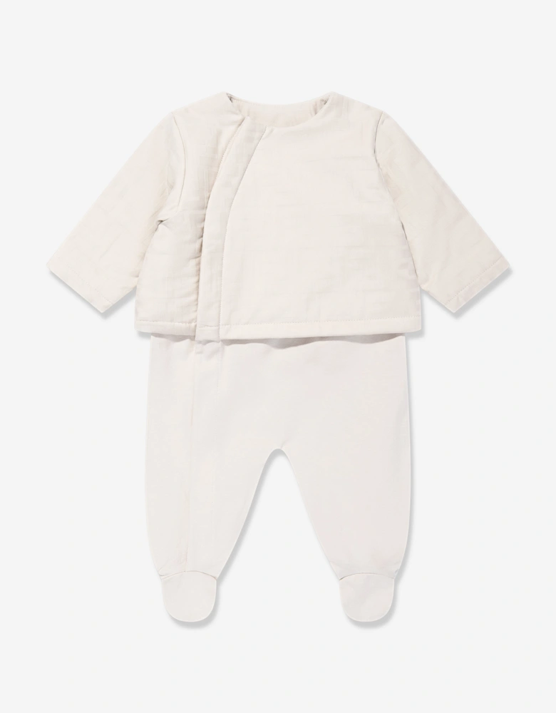Baby Logo Babygrow Set in Beige