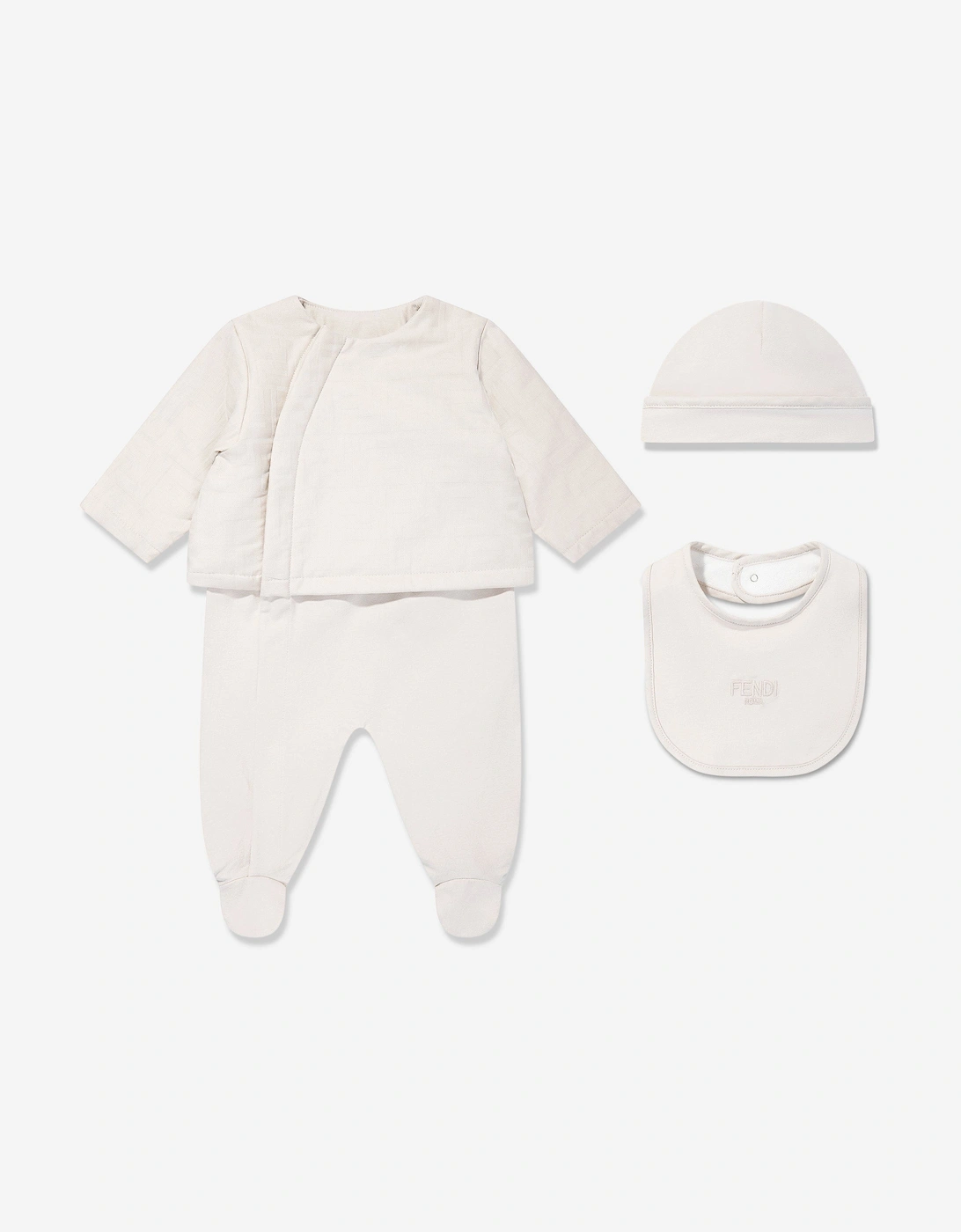 Fendi Girls Multi Baby 'S Baby 3 Piece Babygrow Set In Beige - Size: 3-6 Months Kids