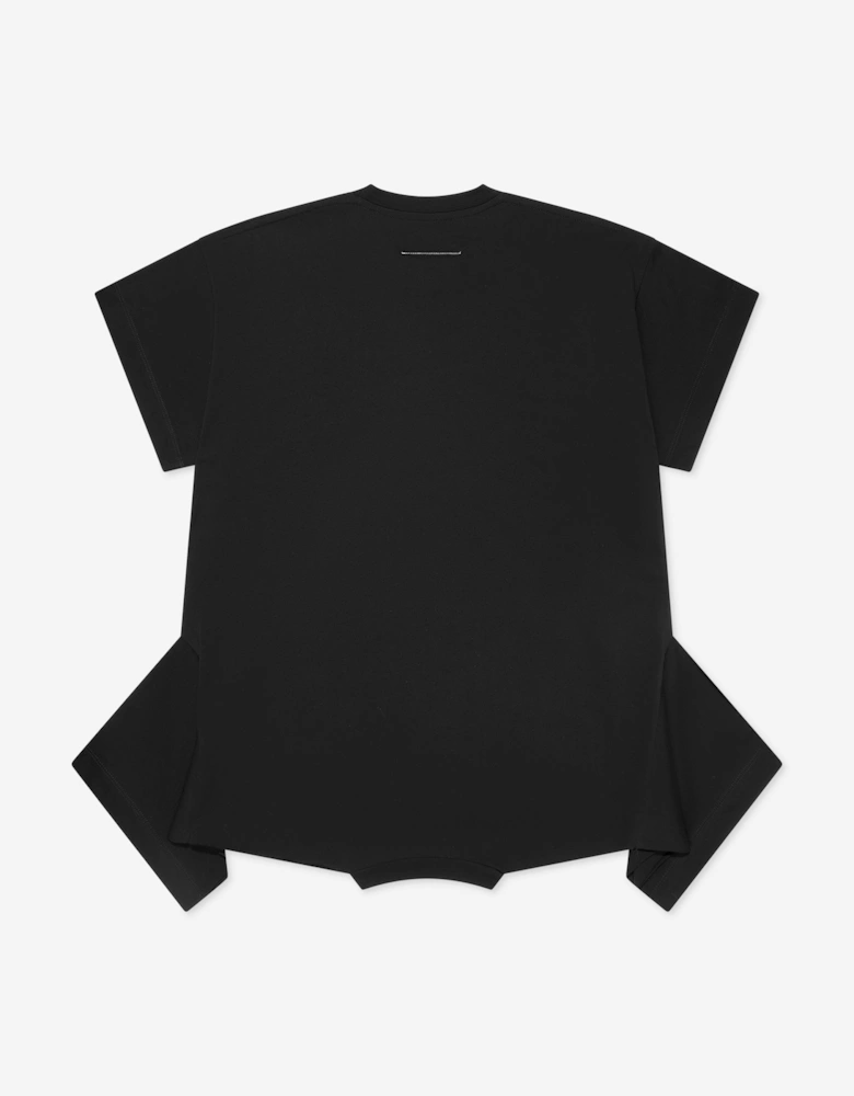MM6 Girls Asymmetric T-Shirt Dress in Black