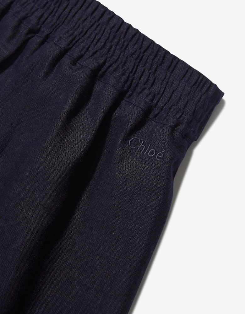 Girls Linen Trousers in Navy