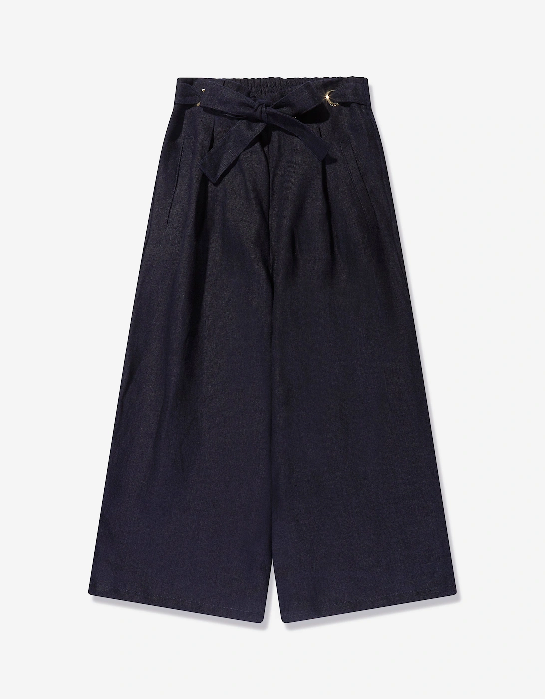 Girls Linen Trousers in Navy, 6 of 5