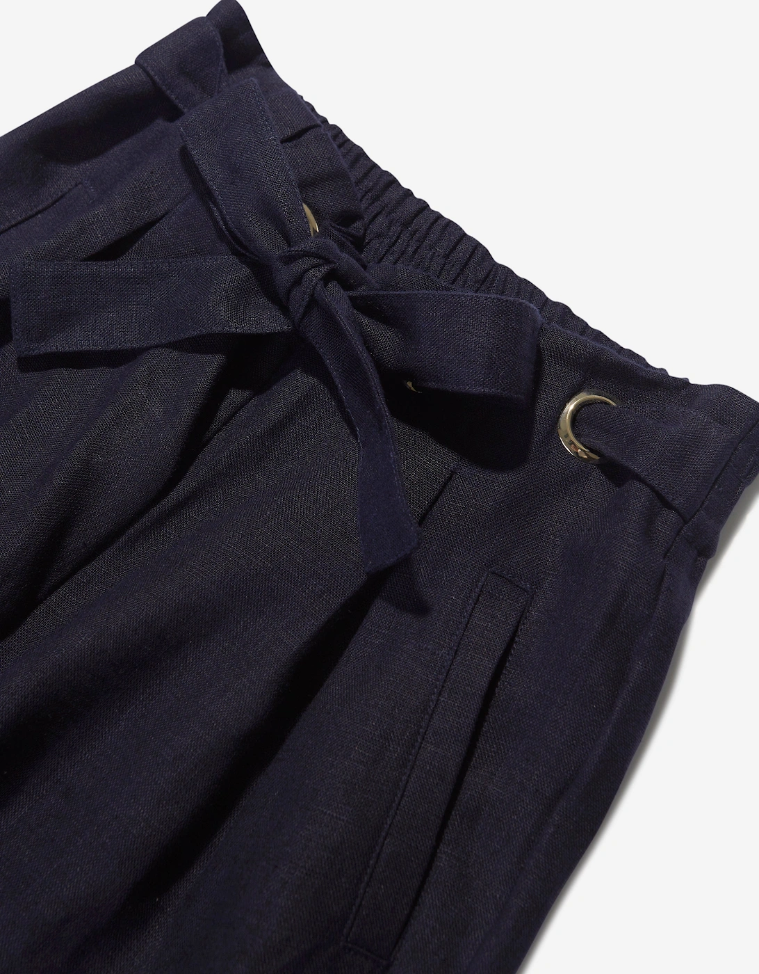 Girls Linen Trousers in Navy