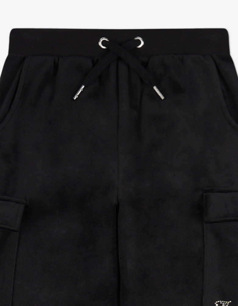 Girls Cargo Cuffed Joggers in Black