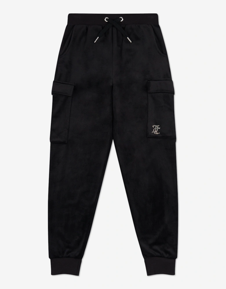 Girls Cargo Cuffed Joggers in Black