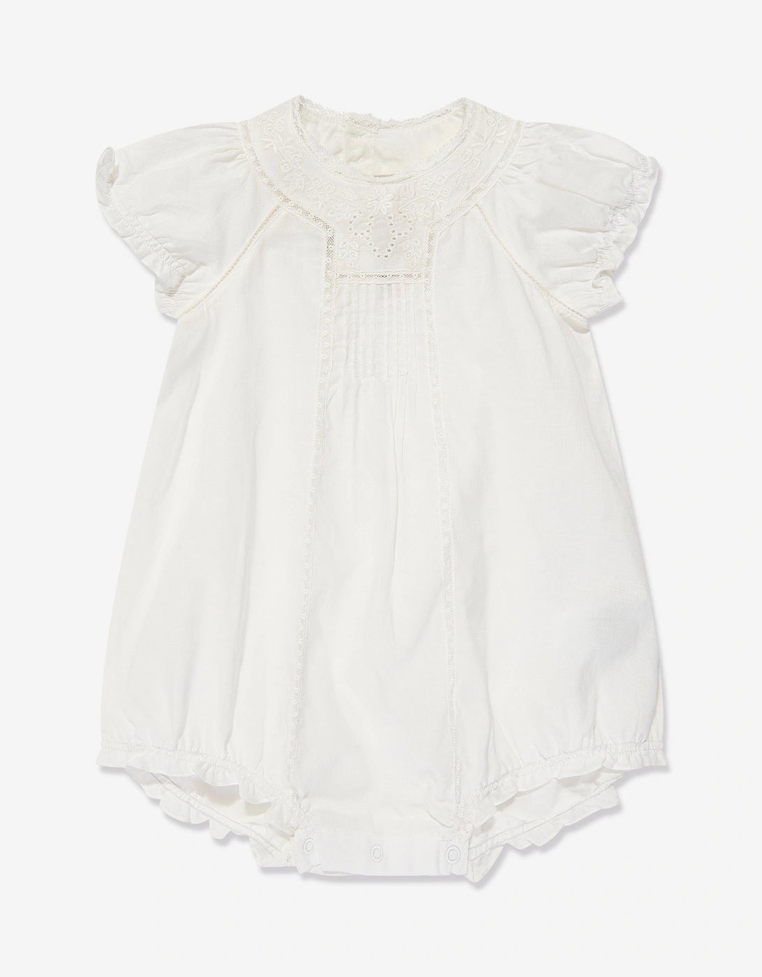Baby Girls Cotton Romper in Ivory, 5 of 4