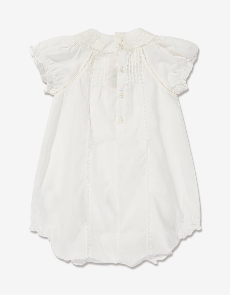 Baby Girls Cotton Romper in Ivory