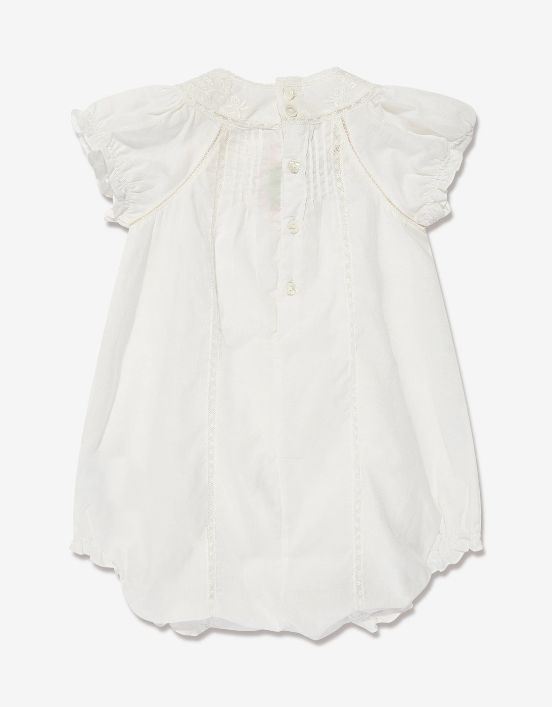 Baby Girls Cotton Romper in Ivory