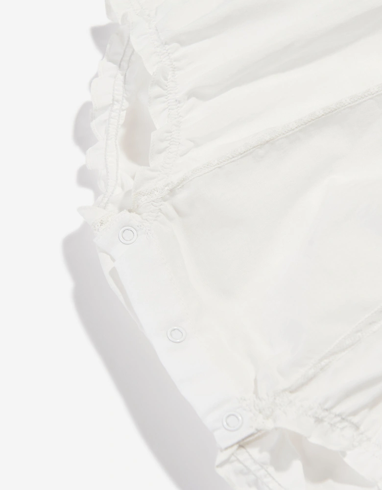 Baby Girls Cotton Romper in Ivory