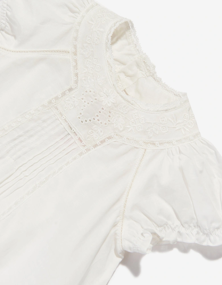 Baby Girls Cotton Romper in Ivory