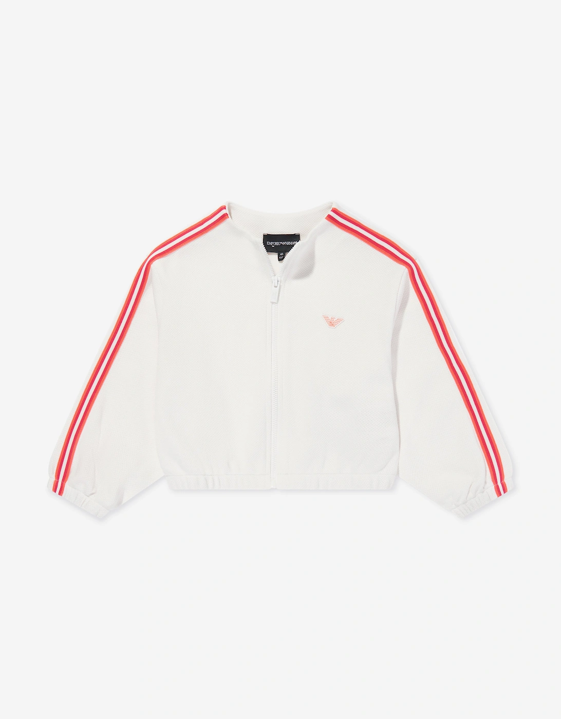Girls Logo Zip Up Top in White, 5 of 4