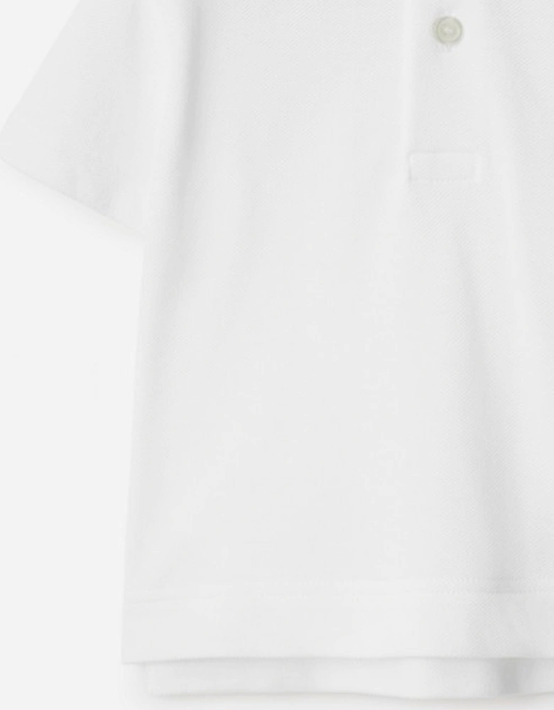 Baby Boys Johane Check Collar Polo Shirt in White