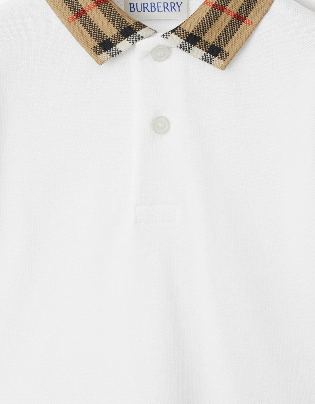 Baby Boys Johane Check Collar Polo Shirt in White