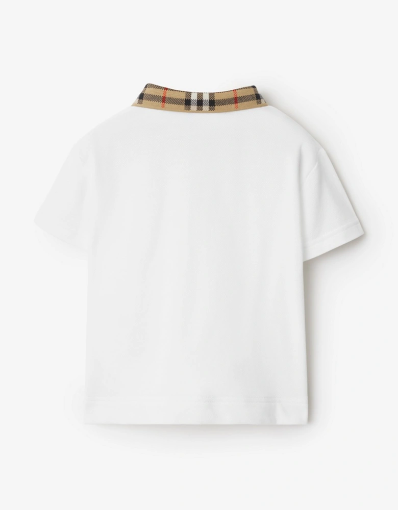 Baby Boys Johane Check Collar Polo Shirt in White