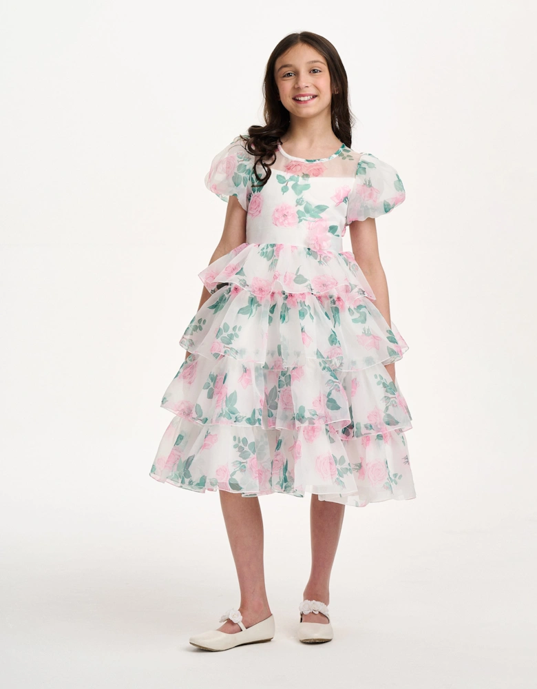 Girls Peony Princess Dress in White