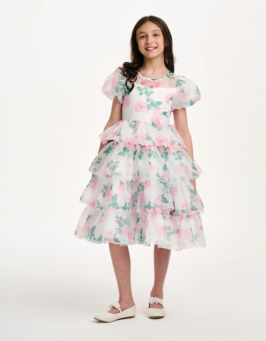 Girls Peony Princess Dress in White