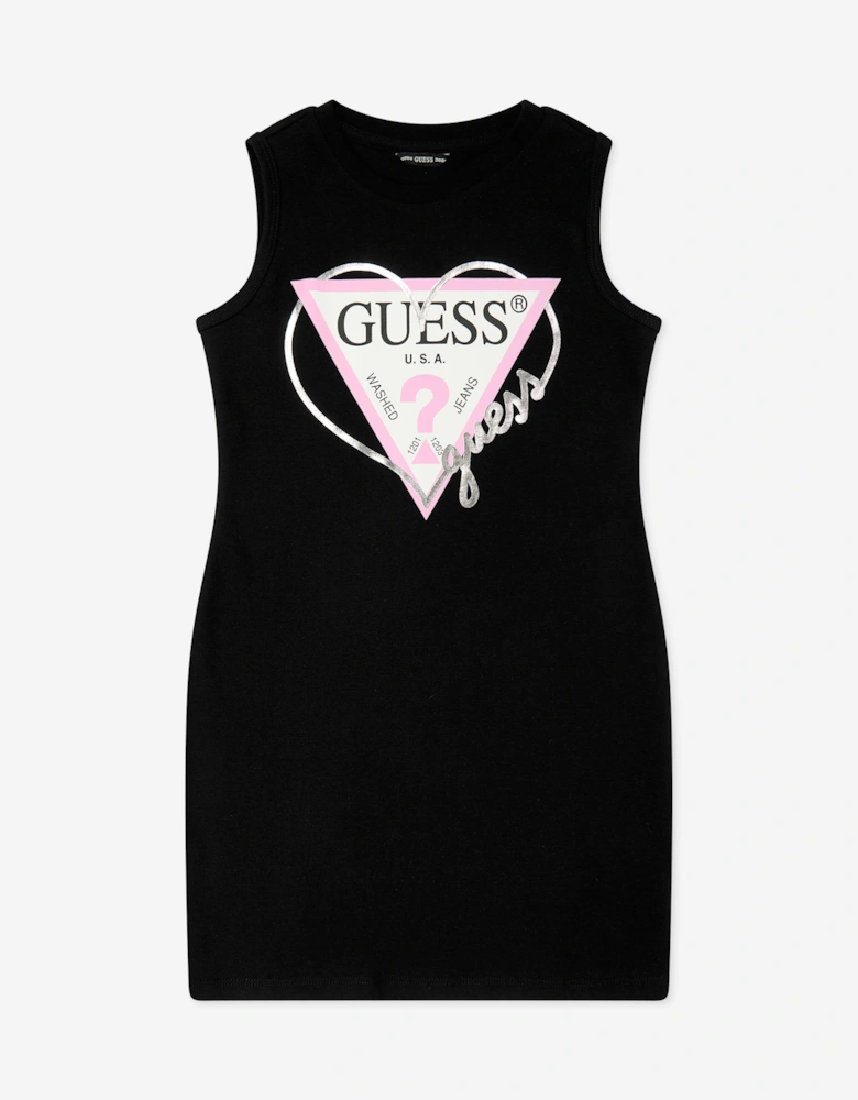 Girls Sleeveless Logo Dress in Black
