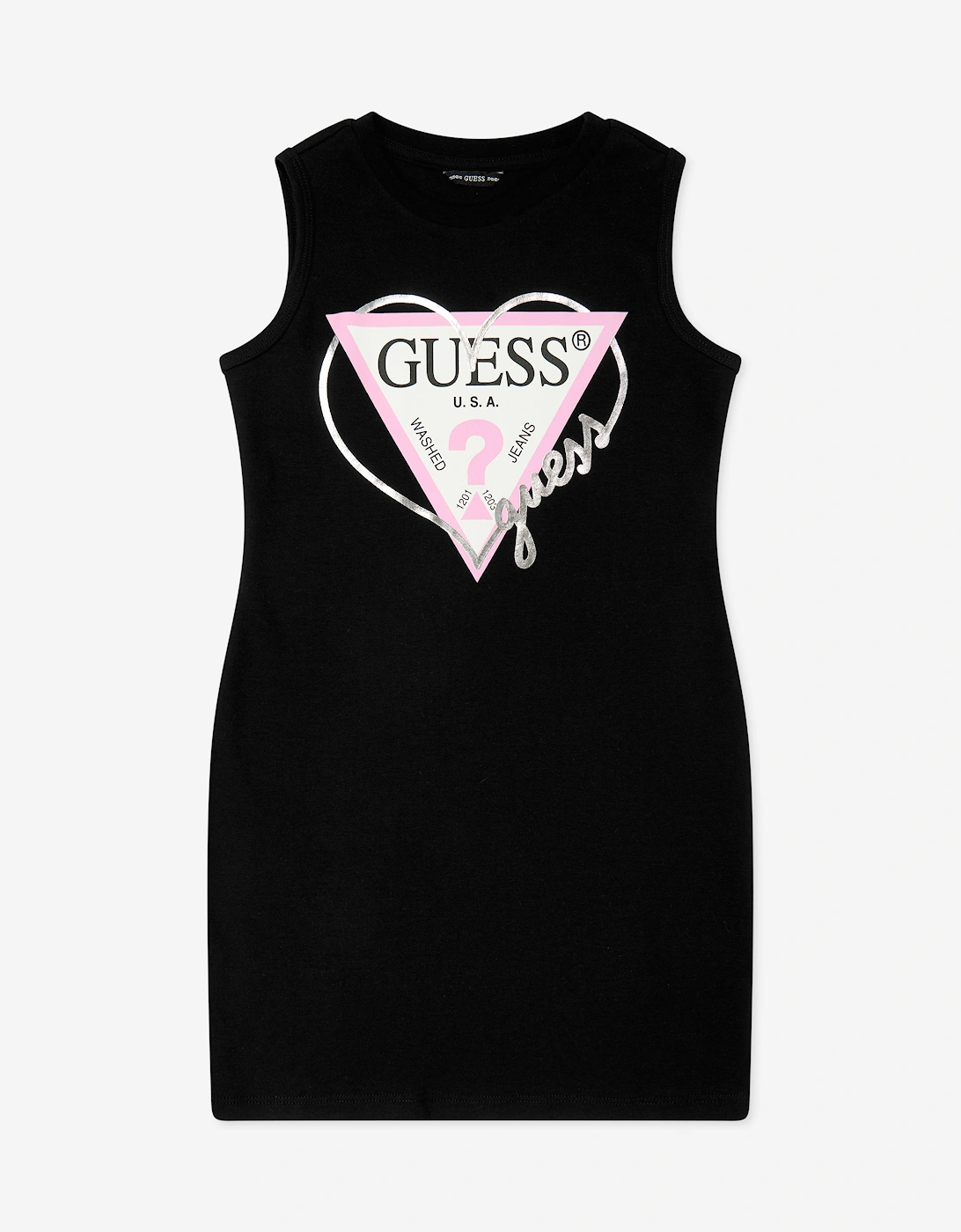 Girls Sleeveless Logo Dress in Black, 5 of 4