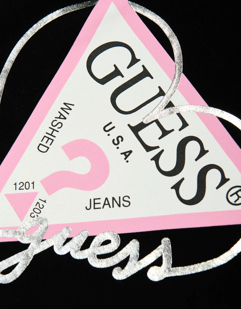 Girls Sleeveless Logo Dress in Black